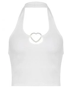 Own Saviour Rhinestone Heart Halter Crop New In