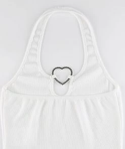Own Saviour Rhinestone Heart Halter Crop New In