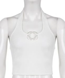 Own Saviour Rhinestone Heart Halter Crop New In
