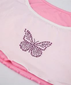 Own Saviour White Pink Rhinestone Cami Crop New In