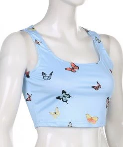 Own Saviour Blue Butterfly Vest Crop New In