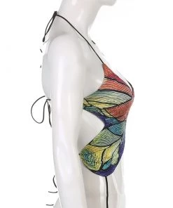 Own Saviour Multicolour Butterfly Halter Crop