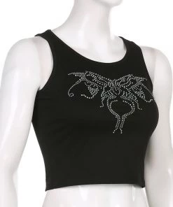 Own Saviour Rhinestone Butterfly Tank Crop New In