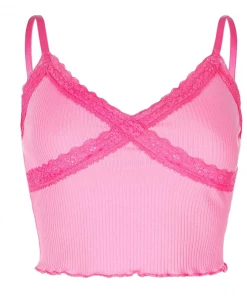 Own Saviour Neon Lace Frill Cami Crop New In