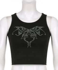 Own Saviour Rhinestone Butterfly Tank Crop New In