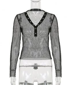 Own Saviour Fishnet Mesh LS Top