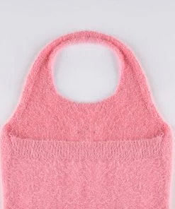Own Saviour New In Pink Knitted Strawberry Halter Crop