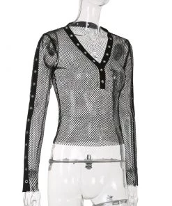 Own Saviour Fishnet Mesh LS Top