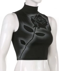 Own Saviour Rose Tattoo Turtleneck Tank Crop New In
