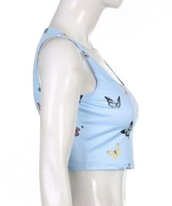 Own Saviour Blue Butterfly Vest Crop New In