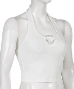 Own Saviour Rhinestone Heart Halter Crop New In