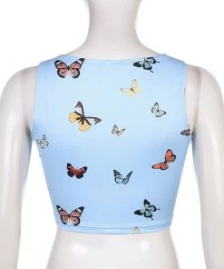 Own Saviour Blue Butterfly Vest Crop New In
