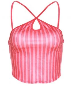 Own Saviour Hot Pink Striped Halter Crop New In