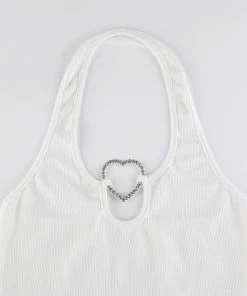 Own Saviour Rhinestone Heart Halter Crop New In