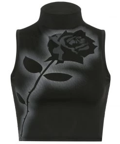 Own Saviour Rose Tattoo Turtleneck Tank Crop New In