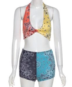 Own Saviour Multicolour Paisley Bandana Halter Set
