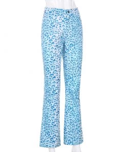 Own Saviour Blue Leopard Flare Pants