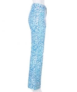 Own Saviour Blue Leopard Flare Pants