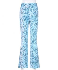 Own Saviour Blue Leopard Flare Pants