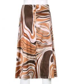 Own Saviour Brown Swirl Midi Skirt