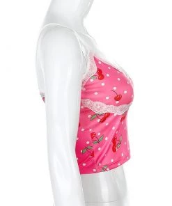 Own Saviour Green/Pink/Purple Cherry Pop Cami Crop Tees + Tops