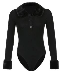 Own Saviour Faux Fur Trim Bodysuit