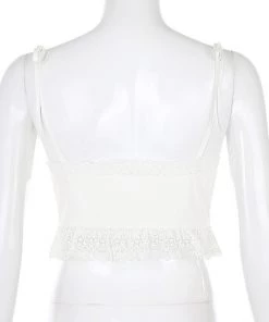 Own Saviour Tees + Tops White Frill Bow Crop