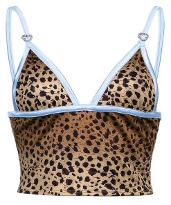 Own Saviour Tees + Tops Leopard Heart Rhinestone Crop