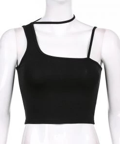 Own Saviour Tees + Tops Choker Shoulder Black Crop