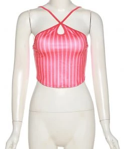 Own Saviour Hot Pink Striped Halter Crop New In