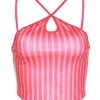Own Saviour Hot Pink Striped Halter Crop New In