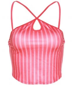 Own Saviour Hot Pink Striped Halter Crop New In