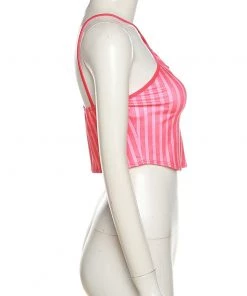 Own Saviour Hot Pink Striped Halter Crop New In