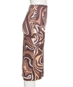 Own Saviour New In Brown Swirl Midi Skirt