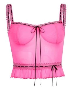 Own Saviour Tees + Tops Neon Pink Ruffle Cami