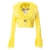Own Saviour Yellow Faux Fur Leather Crop Jacket New In