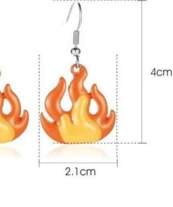 Own Saviour Green/Orange Flame Earrings