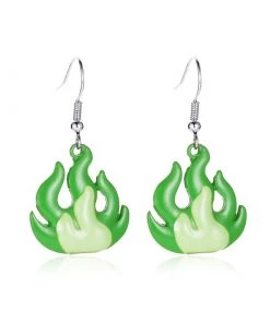Own Saviour Green/Orange Flame Earrings