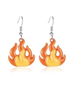 Own Saviour Green/Orange Flame Earrings