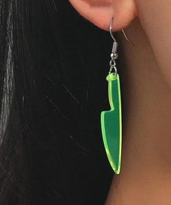 Own Saviour New In Neon Transparent Knife Earrings
