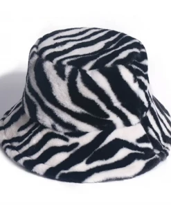 Own Saviour Accessories Zebra Faux Fur Bucket Hat