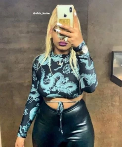 Own Saviour Backless Dragon Lace Up Crop Tees + Tops