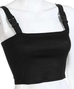 Own Saviour Tees + Tops Black Buckle Crop