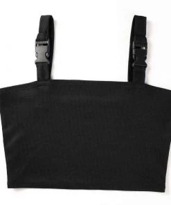 Own Saviour Tees + Tops Black Buckle Crop