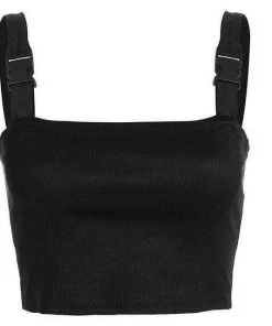 Own Saviour Tees + Tops Black Buckle Crop