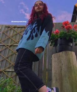 Own Saviour Oversize Flame Sweater Jumper New In