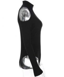 Own Saviour Cold Shoulder Zipper Bodysuit Bodysuits