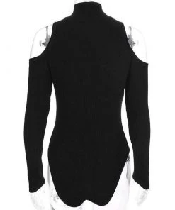 Own Saviour Cold Shoulder Zipper Bodysuit Bodysuits