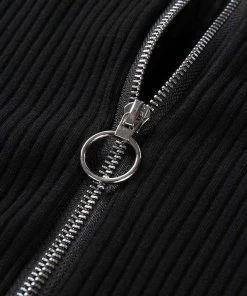 Own Saviour Cold Shoulder Zipper Bodysuit Bodysuits