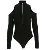 Own Saviour Cold Shoulder Zipper Bodysuit Bodysuits